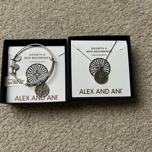 Alex and Ani Silver Bracelet and Necklace Set